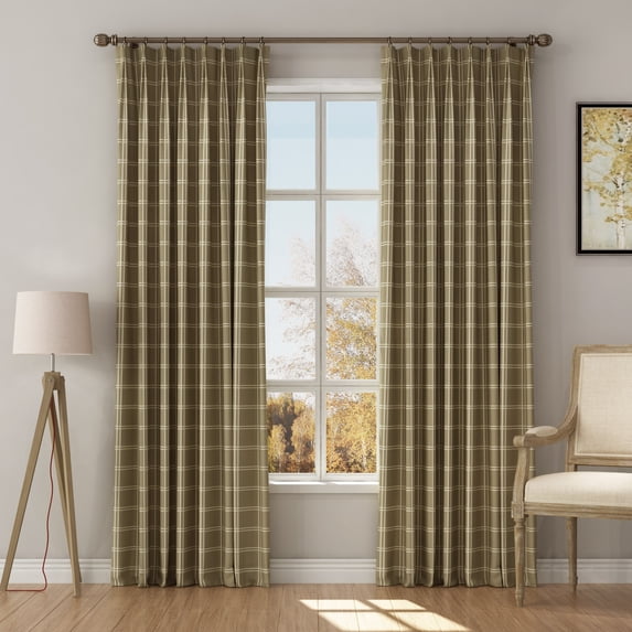 TWOPAGES Pinch Pleated 52 X 84 Inches Long Drape 1 Panel Print Light Filtering Curtain for Farm House, Double Windowpane