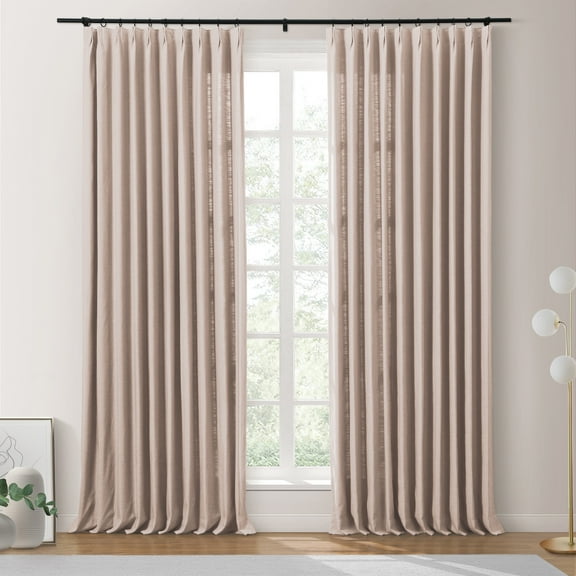 TWOPAGES Polyester Cotton Curtain Light Filtering Pinch Pleat Drape for Bedroom, 1 Panel, 52"x63", Pink
