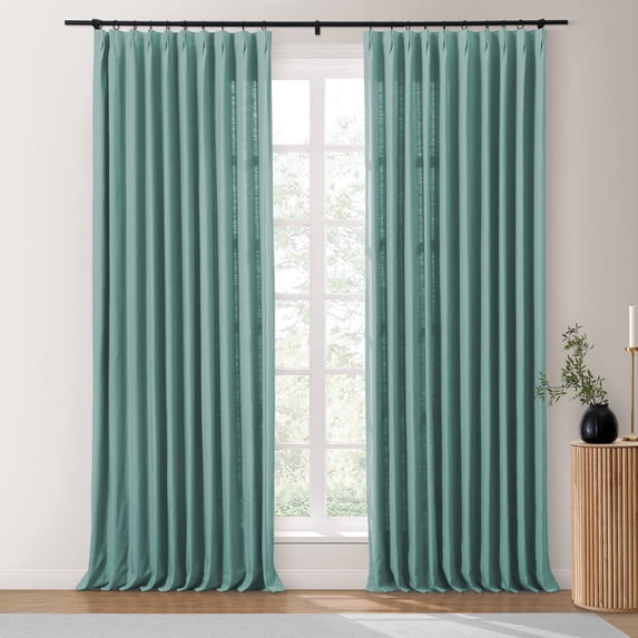 TWOPAGES Polyester Cotton Curtain Light Filtering Pinch Pleat Drape for Bedroom, 1 Panel, 52"x63", Slate Blue