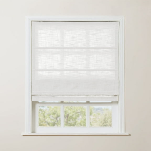 TWOPAGES Polyester Linen Cordless Roman Shade for Bedroom Light Filtering Window Treatment, 1 Piece, 23Wx64L, Beige White