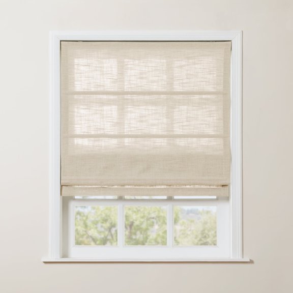TWOPAGES Polyester Linen Cordless Roman Shade for Bedroom Light Filtering Window Treatment, 1 Piece, 23Wx64L, Sand Beige