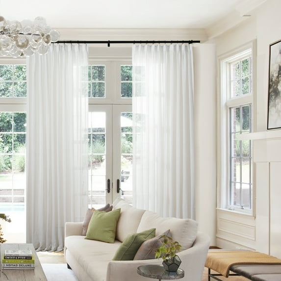 TWOPAGES Privacy Pinch Pleat Drape 26 X 72 Inches Long 1 Panel Light Filtering Curtain for Kitchen, Natural