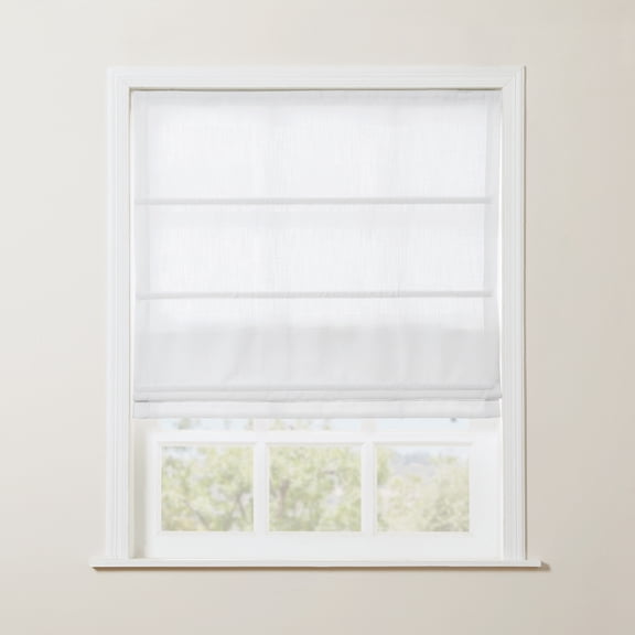 TWOPAGES Roman Shade Blinds Polyester Linen Blackout Shades for Bedroom Window, 1 Piece, 39Wx64L, White