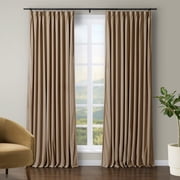 TWOPAGES Room Darkening 72"x108" Drape Velvet Pinch Pleat Privacy Curtain for Bedroom, 1 Panel, Hazelnut
