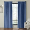 thumbnail image 1 of TWOPAGES Room Darkening Velvet Pinch Pleated Curtain Soft Drape for Bedroom, 1 Panel, 52"x84", Ocean Blue, 1 of 5