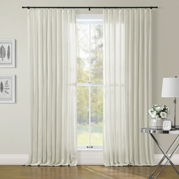 TWOPAGES Soft Linen Light Filtering Curtain Pinch Pleat Drape for Living Room, 1 Panel, 52"x84", Naural