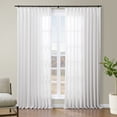 thumbnail image 1 of TWOPAGES Textured Linen Drapery 42 W X 108 L Inches Light Filtering Pinch Pleat Curtain Window Treatment for Guest Room, 1 Panel, White, 1 of 6