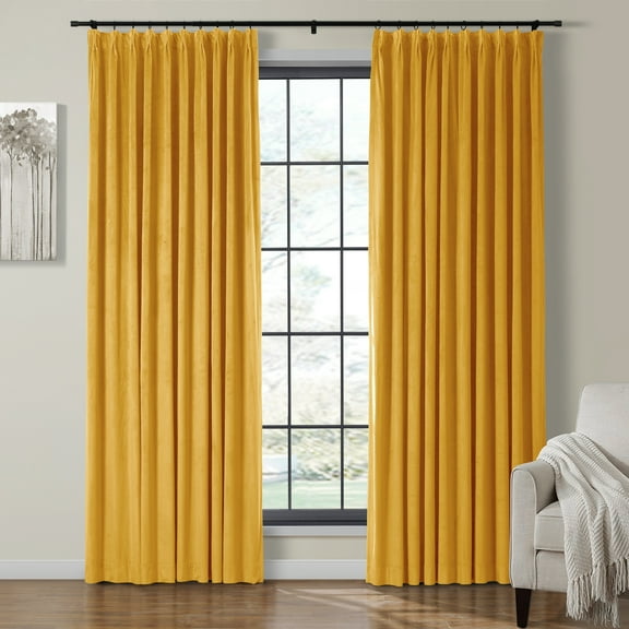 TWOPAGES Room Darkening Drape Pinch Pleat Hanging Style Curtain for Bedroom, 1 Panel, Custom, Orange