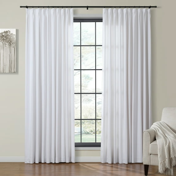 TWOPAGES Velvet Pinch Pleat Room Darkening Soft Curtain for Living Room, 1 Panel, 52"x108", White