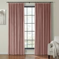 thumbnail image 1 of TWOPAGES Velvet Room Darkening Pinch Pleat Curtain for Bedroom Living Room, 1 Panel, 52"x84", Coral, 1 of 6
