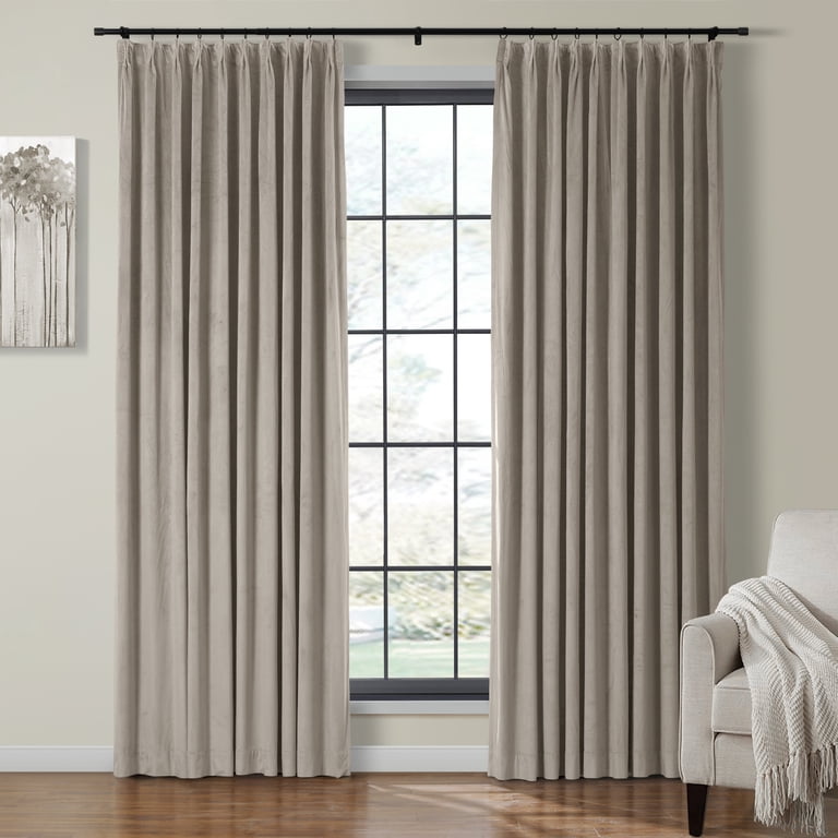 TWOPAGES Velvet Room Darkening Pinch Pleat Curtain for Bedroom