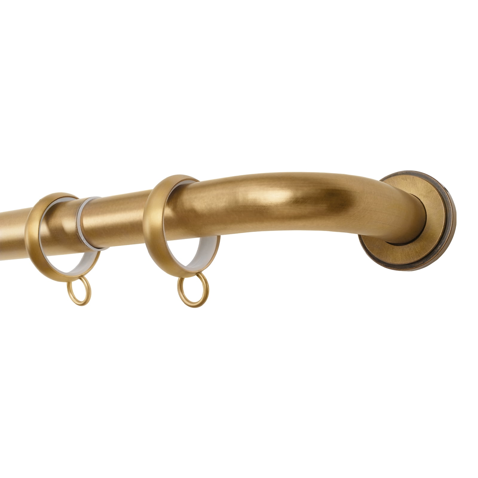 TWOPAGES Vengo Collection Burnished Brass Adjustable Wrap Around Curtain Rod for 84-120 Windows