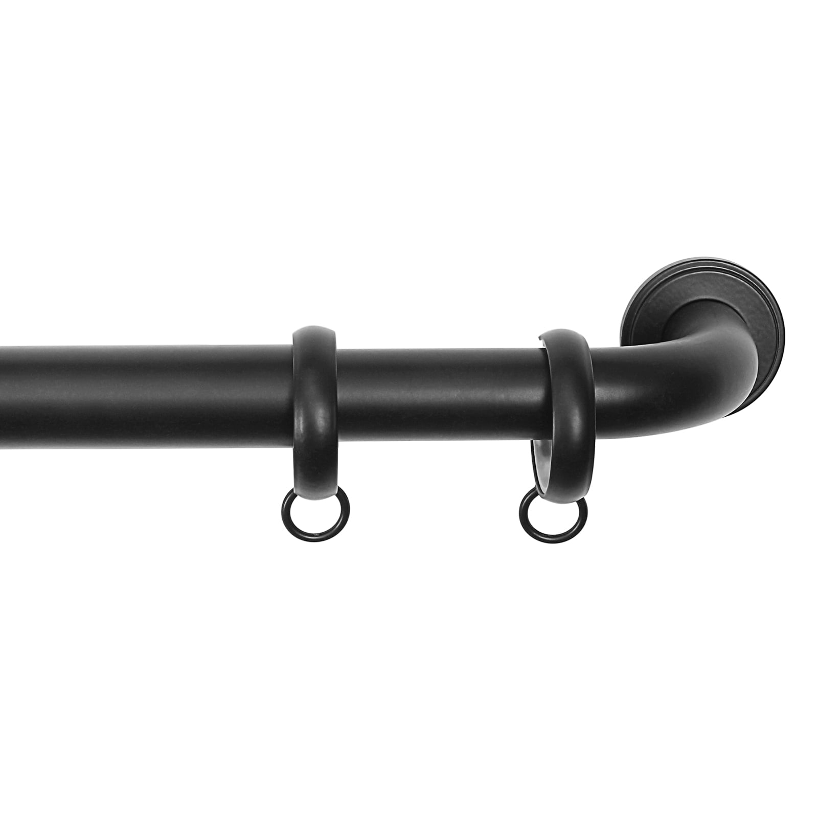 TWOPAGES Vengo Collection Matte Black Adjustable Wrap Around Curtain Rod for 28-48 Windows