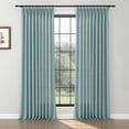 thumbnail image 1 of TWOPAGES Wool 42 W X 102 L Inch Light Filtering Pinch Pleat Drape for Bedroom Privacy Protection Curtain, 1 Panel, Light Blue, 1 of 5