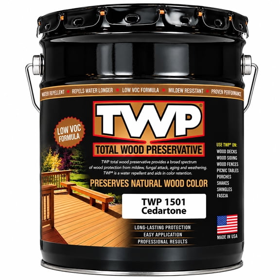 TWP 1501 Cedartone Low VOC Wood Preservation Stain - Eco-Friendly, Long-Lasting Protection, UV & Water Resistant, Easy to Apply - 5 Gallon