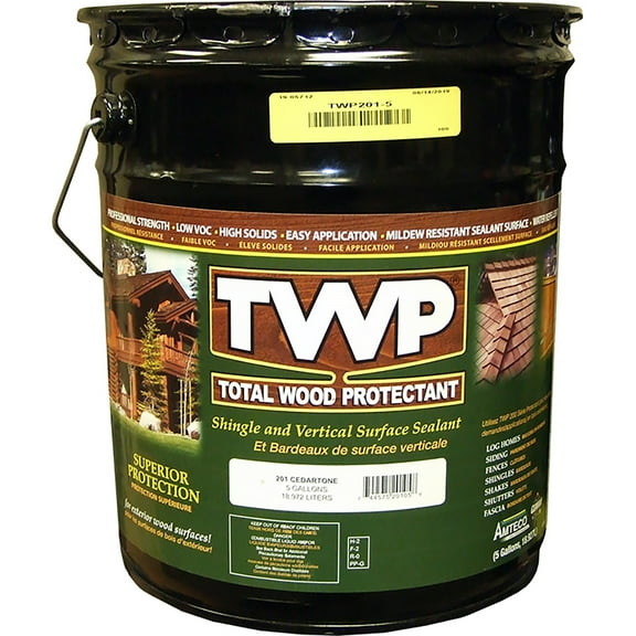 TWP 201 Cedartone Shake and Shingle Sealant - Professional Strength, Deep Penetrating Wood Protectant, UV & Water Resistant, Easy Apply - 5 Gallon