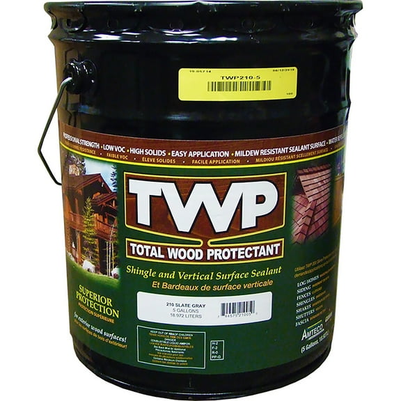 TWP 210 Slate Gray Shake & Shingle Sealant - Professional Strength, Deep Penetrating Wood Protectant, UV & Water Resistant, Easy Apply - 5 Gallon