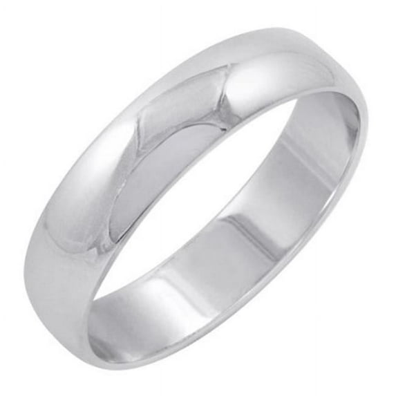 TWRZB500-5MM14W SZ 10.5 5mm Mens 14K White Gold Traditional Plain Wedding Band - Size 10.5