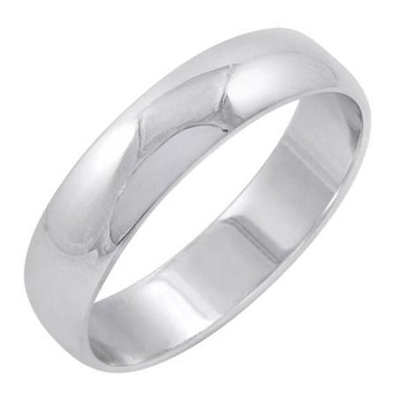 TWRZB500-5MM14W SZ 12.5 5mm Mens 14K White Gold Traditional Plain Wedding Band - Size 12.5