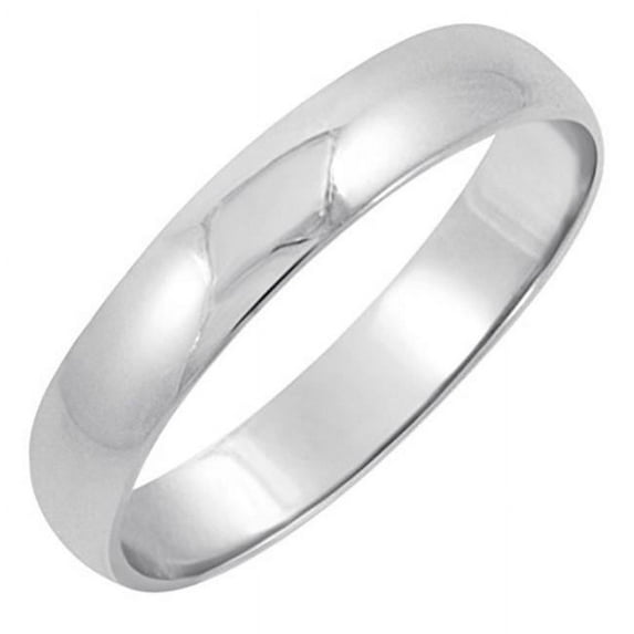 TWRZD409-4MM10W SZ 8.5 4mm Mens 10K White Gold Classic Fit Plain Wedding Band - Size 8.5