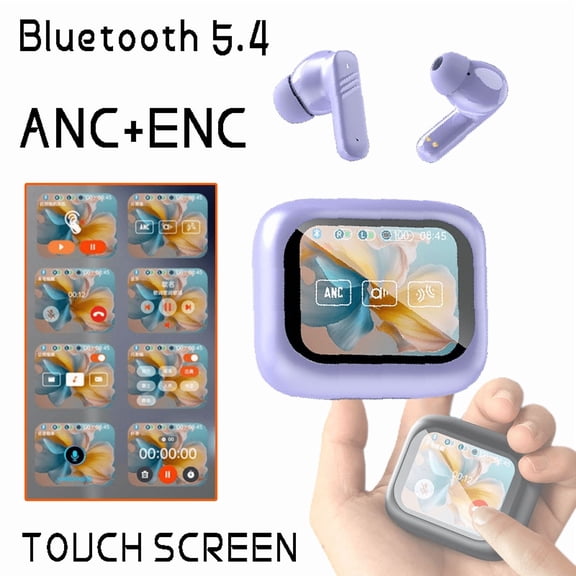 TWS Bluetooth Earphone with Smart Touch Screen Control ANC Wireless Earbuds