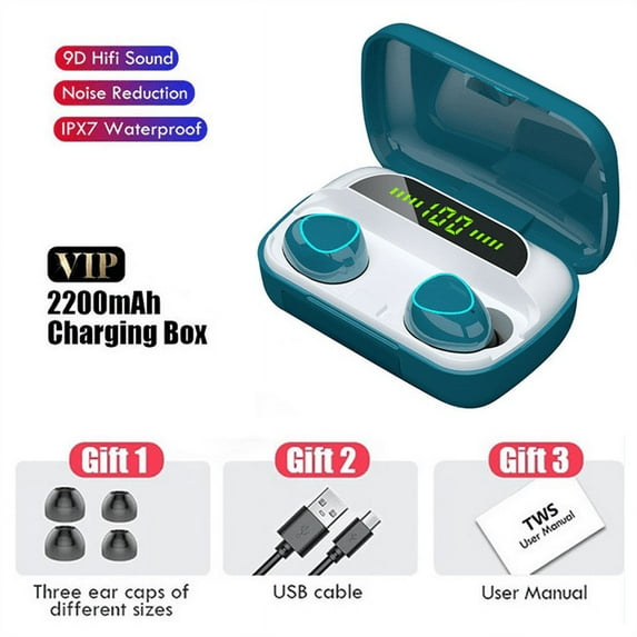 TWS Bluetooth Earphones 2200mAh Charging Box 2 Pair Wireless Headphone 9D Stereo Sports Waterproof Earbuds Headsets With Mic