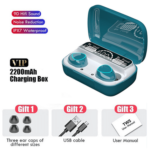 TWS Bluetooth Earphones 2200mAh Charging Box 2 Pair Wireless Headphone 9D Stereo Sports Waterproof Earbuds Headsets With Mic