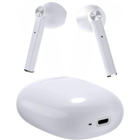 TWS Bluetooth Earphones True Wireless Stereo Earbuds w Mic White Z4P for LG Phoenix 5, K92 5G, Fortune 3, Aristo 5 4 Plus - Lively Jitterbug Smart3 - Meberry M7 10.1 - Microsoft Surface Pro