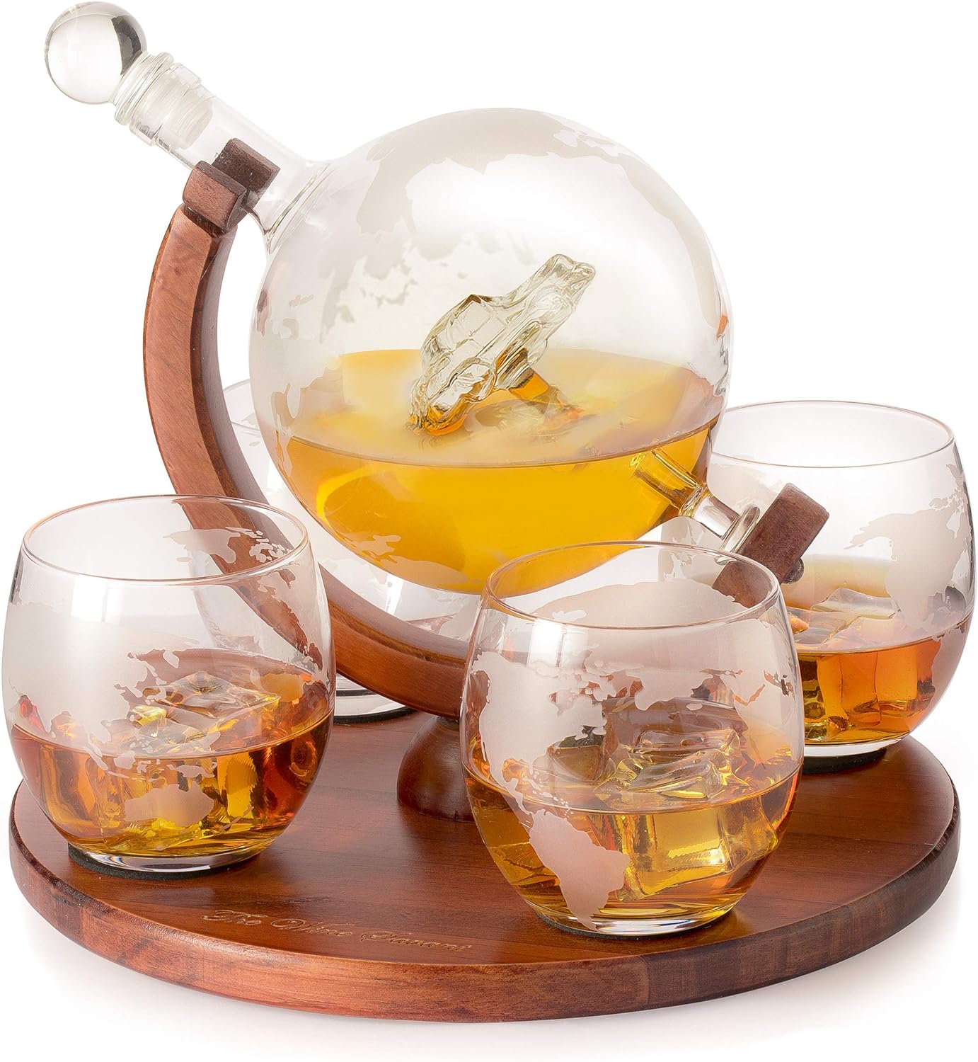 JoyJolt Atlas Crystal Whiskey Decanter 22 oz for Whiskey, Bourbon, Scotch, Vodka, Wine & Liquor