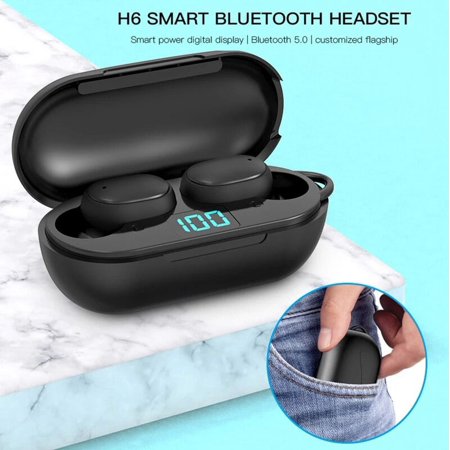 TWS H6 Headphones Bluetooth 5.0 LED Display Waterproof With Microphone Noise Reduction Works on all smartphones