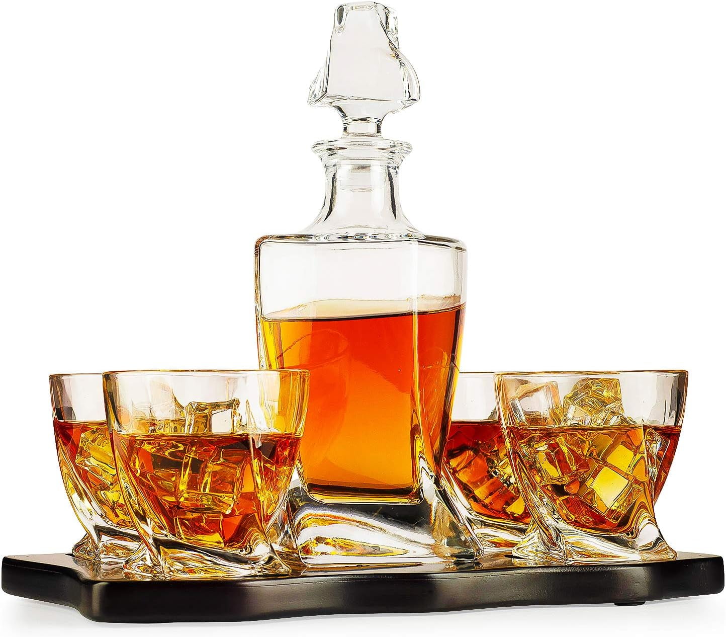 TWS Italian Crafted Crystal Wine & Whiskey Decanter Set