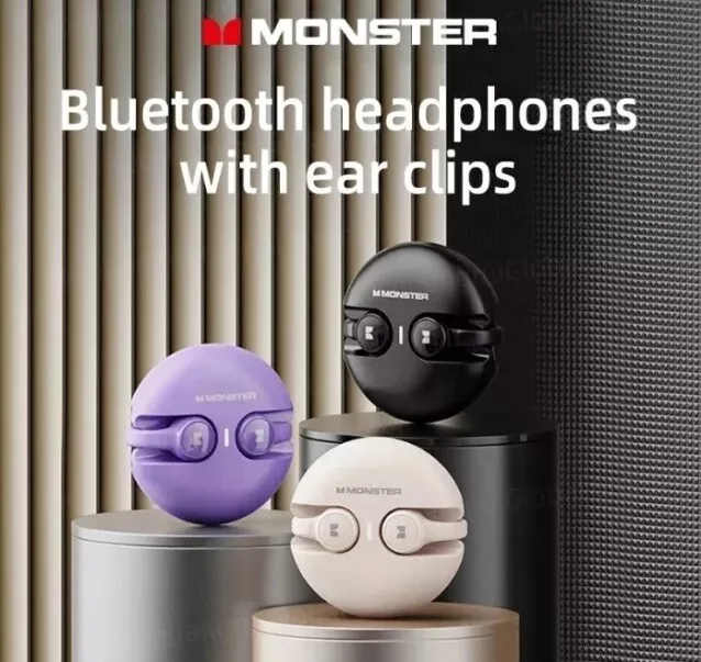 TWS MONSTER EarClip AIRMARS 22Hrs Play, Wireless BT 5.3 Earbuds Stereo, HD Call