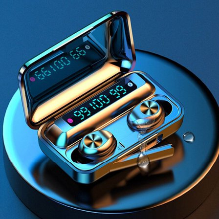 TWS Touch F9 10 Bluetooth Headset Three screen Digital Display Wireless Bluetooth 5.0 Bluetooth Headset Lanyard Power Bank Style