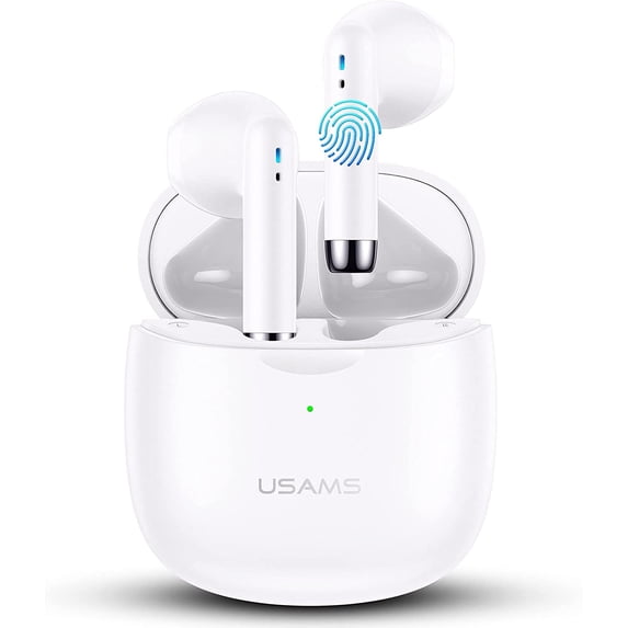 TWS Wireless Bluetooth 5.0 Earbuds with Charging Case for Cal-Comp MSGM8, in-Ear Earphones Headset with Mic and Touch Control - White