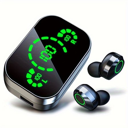 TWS Wireless Earbuds Featuring a Digital Screen, Ideal for Sports And Running, High-Fidelity Stereo Sound with Built-In Microphone, In-Ear Wireless Earbuds for Lifestyle And Gaming