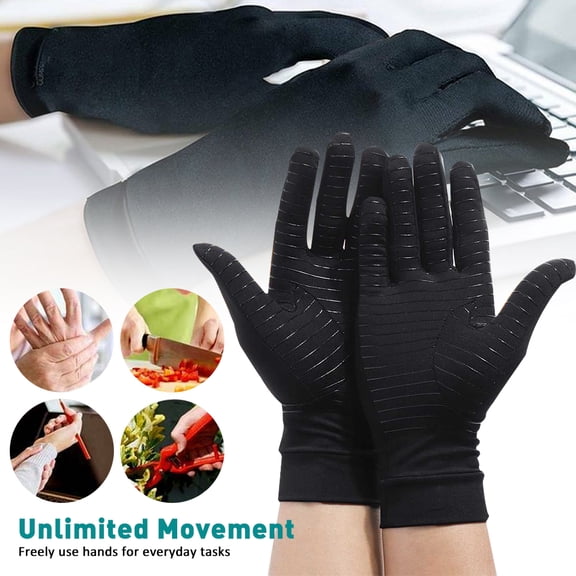TWSOUL 2 Pcs Copper Fiber Half Finger Rehabilitation Training Pressure Gloves,Arthritis Compression Full Hand Gloves for Rheumatoid,Carpal Tunnel,Tendonitis