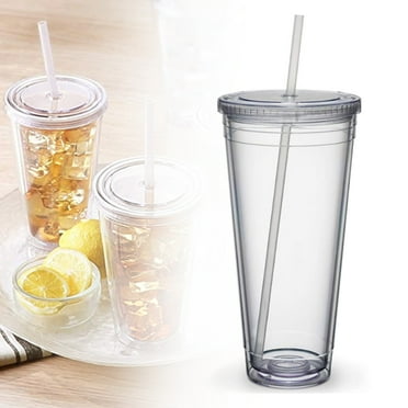 TWSOUL 500ML/650ML Insulated Double Wall Plastic Tumbler Cup with Lid,Reusable Summer Cold Drink Iced Coffee Cups With Lids And Straws For Adults Kids