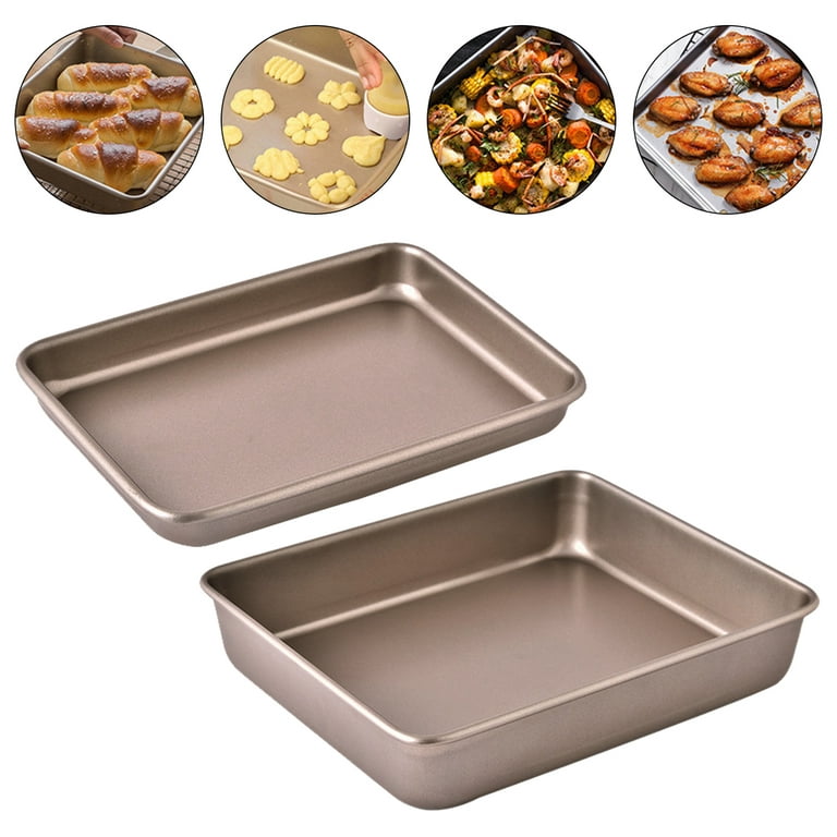 Small Baking Pan with Lid,Deep Baking Tray with Cover,Bexikou 9.4”x 7” x 2”  Stainless Steel Rectangle Sheet Cake Pans for Toaster Oven, Metal Covered  Bakeware for Cakes Brownies 
