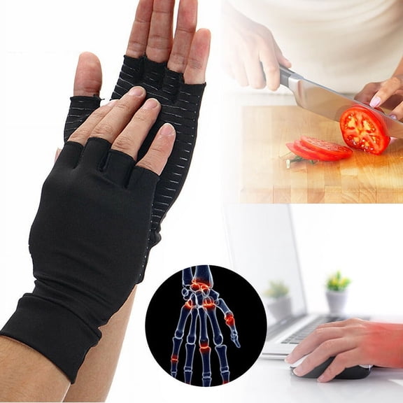 TWSOUL Copper Arthritis Gloves Compression Arthritis Half Finger Gloves,Copper Infused,Glove Hand Wrist Support for Swelling,RSI,Tendonitis,Hand Pain Relief