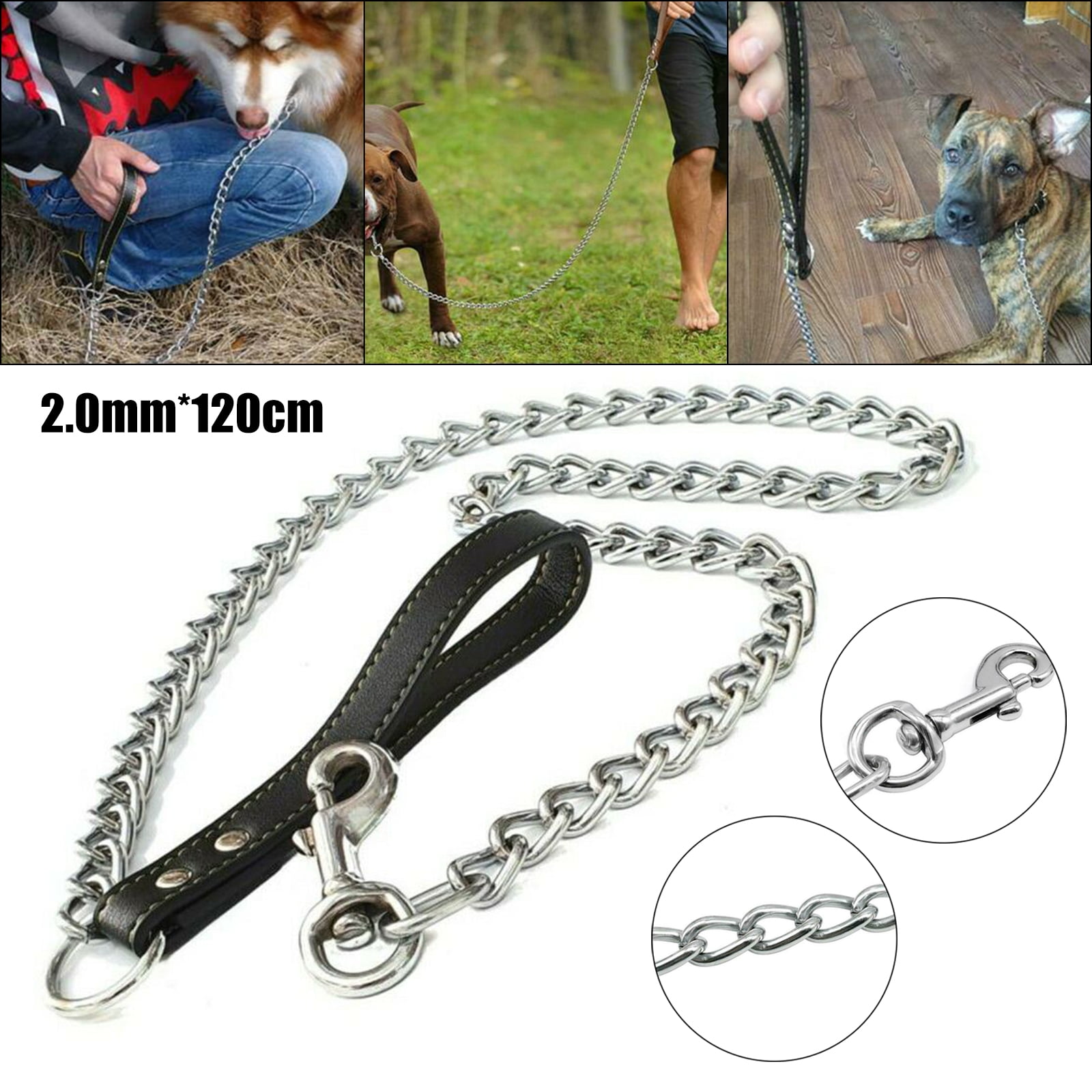 TWSOUL Heavy Duty Dog Leash Metal Dog Leash Dog Chain with Leather