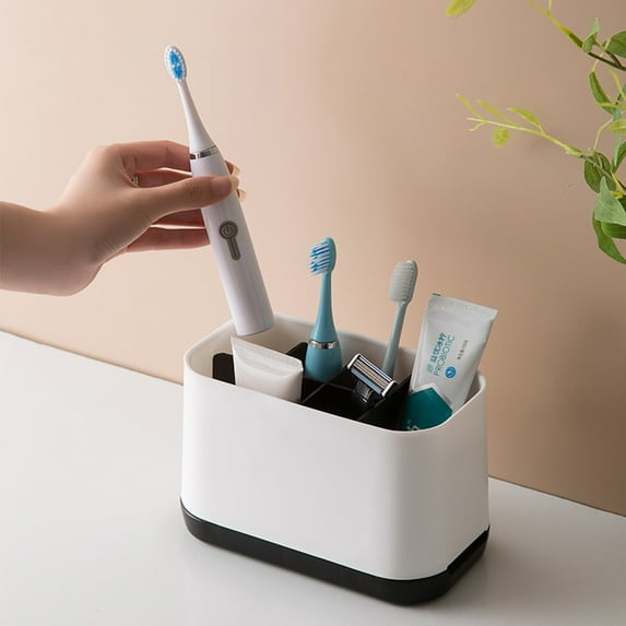 TWSOUL Toothbrush Holder Wall Mounted for Bathroom 6 Slots Multifunctional Toothbrush Storage Caddy Toothpaste Slots Stand