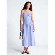Women's Twist Front Sleeveless Maxi Dress with Drop Waist, Sizes XS-XXL