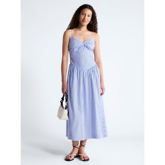Free Assembly Women's Twist Front Sleeveless Maxi Dress with Drop Waist, Sizes XS-XXL