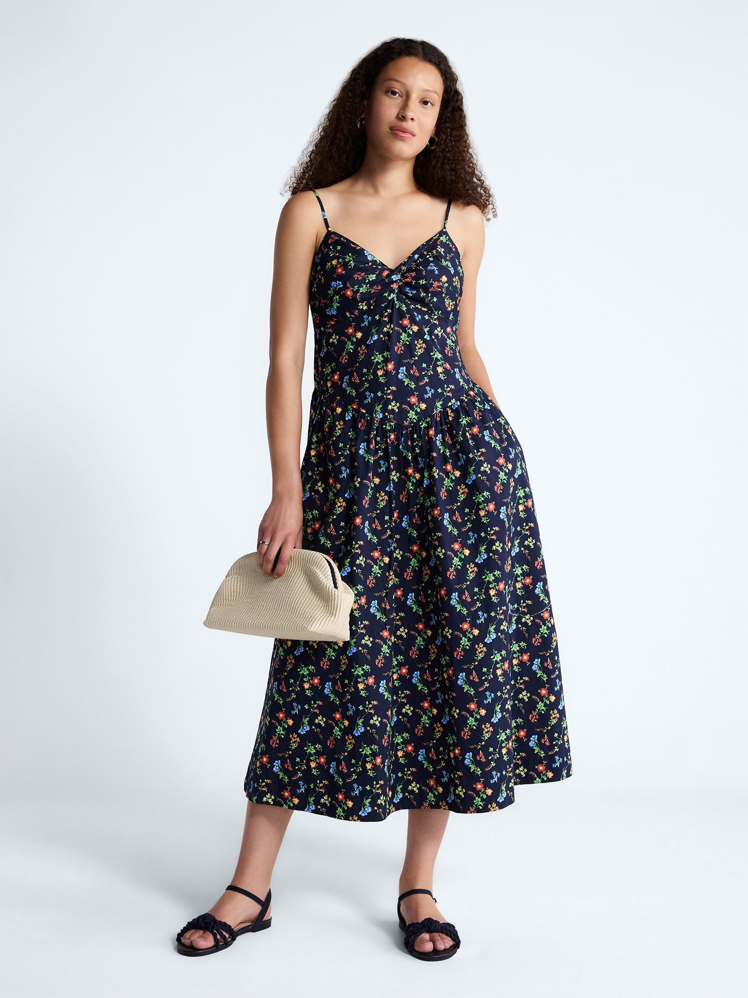 Free Assembly Women's Twist Front Sleeveless Maxi Dress with Drop Waist, Sizes XS-XXL