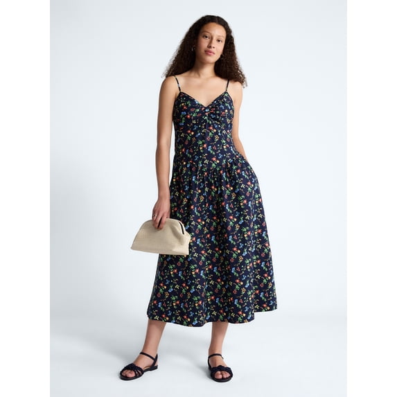 Free Assembly Women's Twist Front Sleeveless Maxi Dress with Drop Waist, Sizes XS-XXL