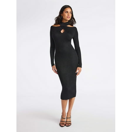 Sofia by Sofia Vergara Women's and Women's Plus Size Twist Front Sweater Dress, Mid Calf Length, Sizes XS-4X