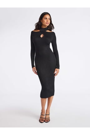 Sofia by Sofia Vergara Women's and Women's Plus Size Twist Front Sweater Dress, Mid Calf Length, Sizes XS-4X