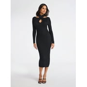 by Sofia Vergara Women's and Women's Plus Size Twist Front Sweater Dress, Mid Calf Length, Sizes XS-4X