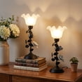 thumbnail image 1 of SUNMORY 17.72” Table Lamp Set of 2, Elegant Rose Lamps with 3 Color Temperature, Table Lamps for Living Room, Bedside Nightstands Lamps for Bedroom, Metal Flower Design & Sturdy Base, Black, 1 of 14