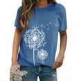 thumbnail image 1 of TWY Women Dandelion Print Crew Neck Short Sleeve T-shirt Tops, 1 of 6
